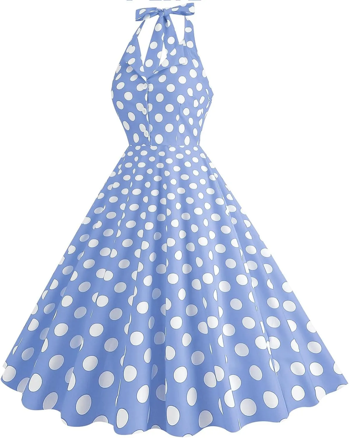 1950s Dresses for Women Vintage Retro Cocktail Party Swing Dresses Halter 50s Polka Dot Dress