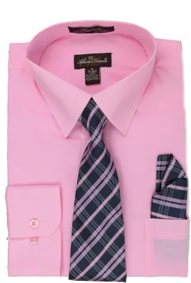 Alberto Danelli Mens Dress Shirt and Tie Set, Dress Shirts for Men, Long Sleeve Button Down, Big and Tall Sizes Up to 5XL
