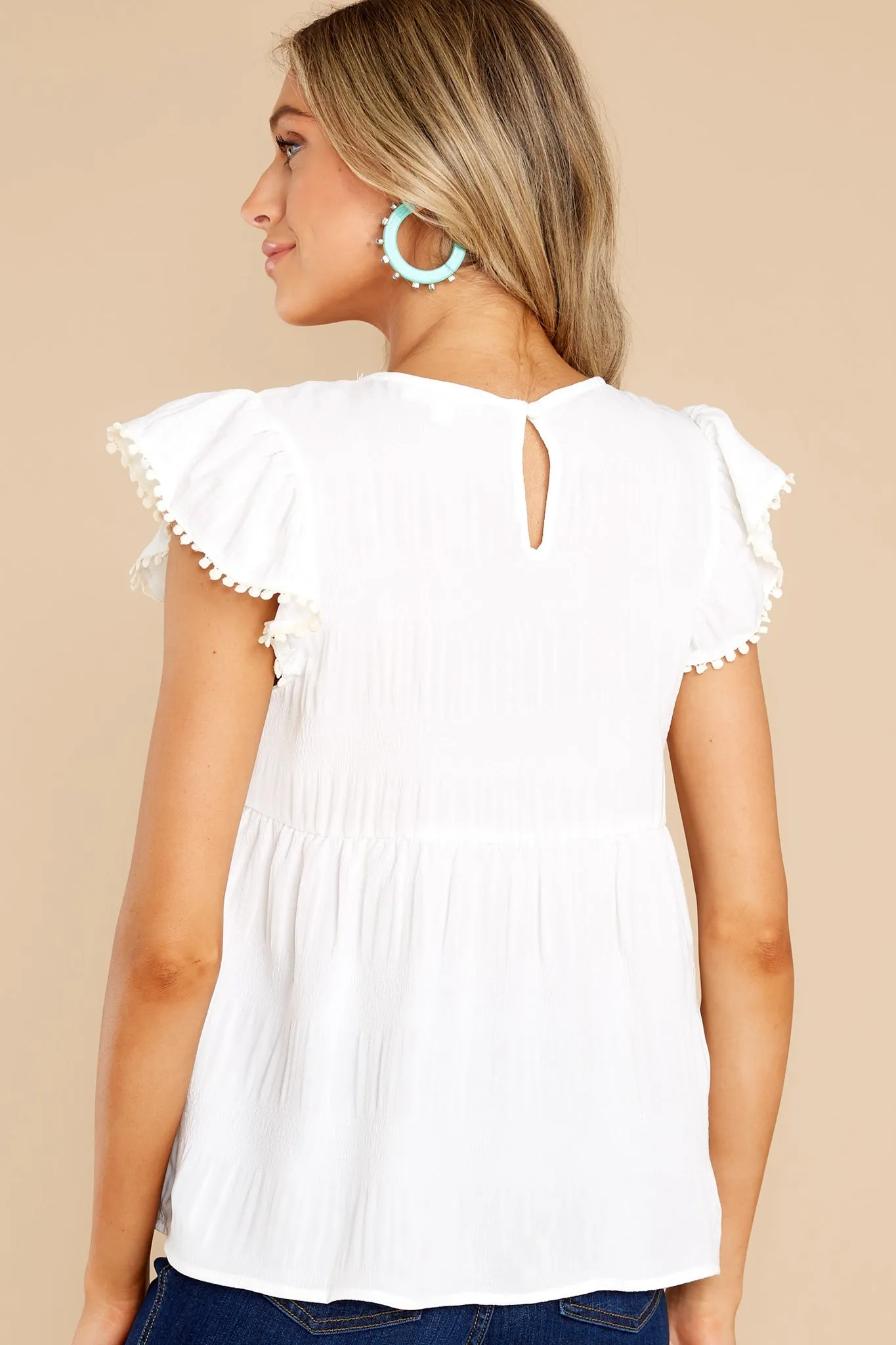 All About Color White Multi Embroidered Top