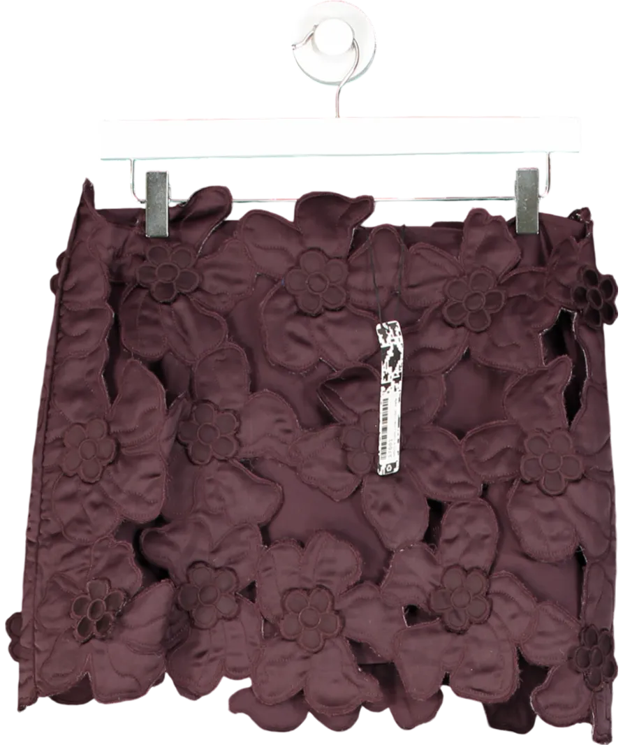 ASOS Edition Purple Applique Floral Mini Skirt UK 10