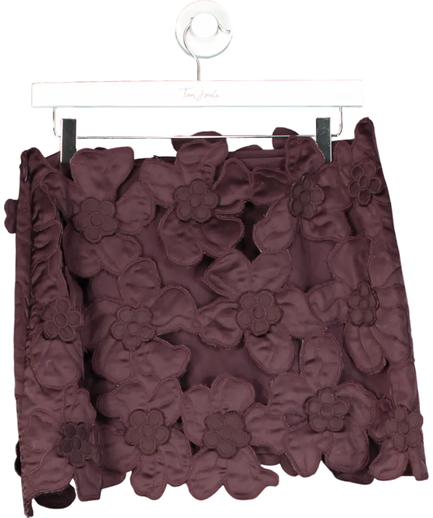 ASOS Edition Purple Applique Floral Mini Skirt UK 10