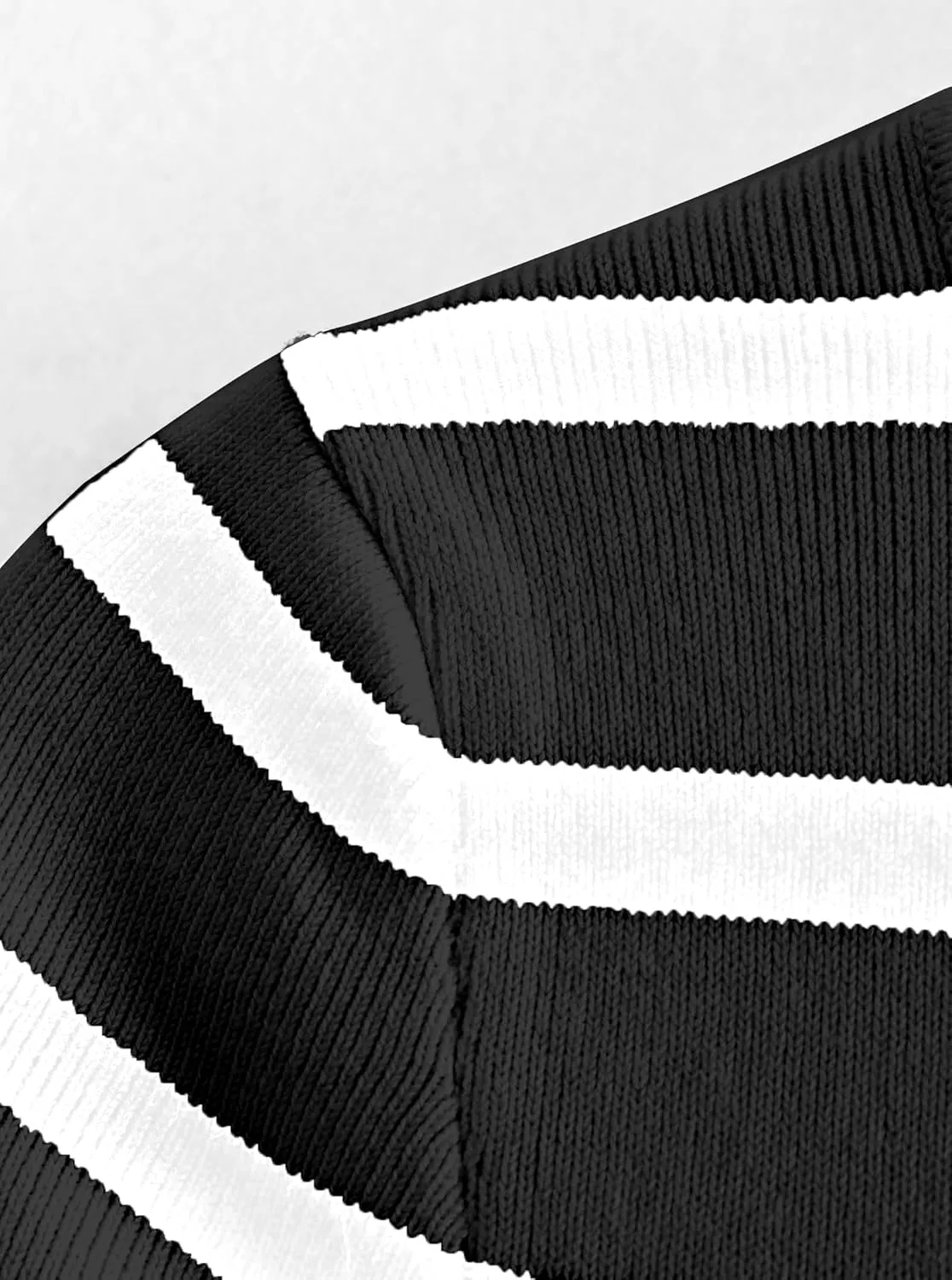 Avanova Women Striped Ribbed Knit Crop Tops Short Sleeve Basic Crew Neck Tee Shirts