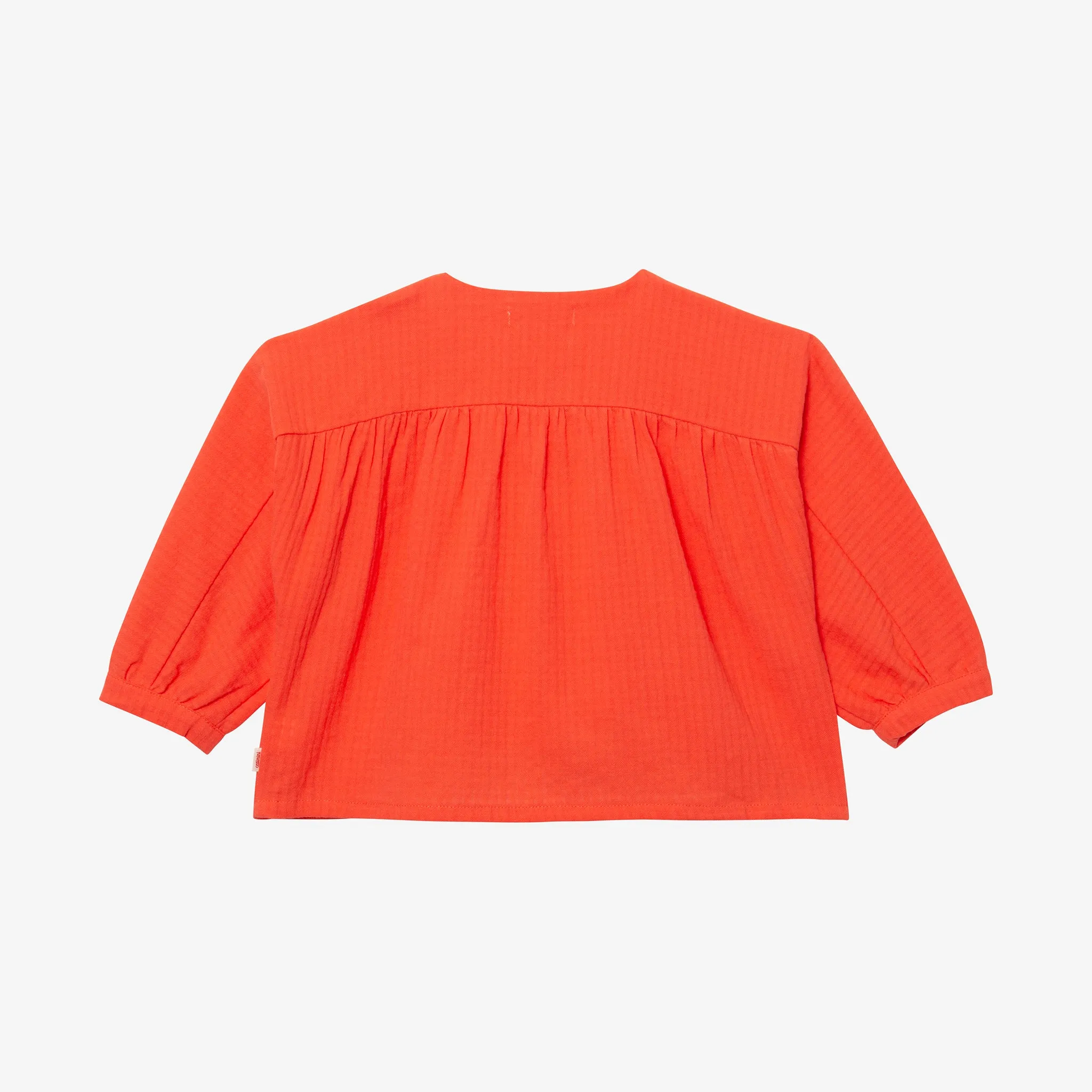 Baby girl orange woven embroidered shirt