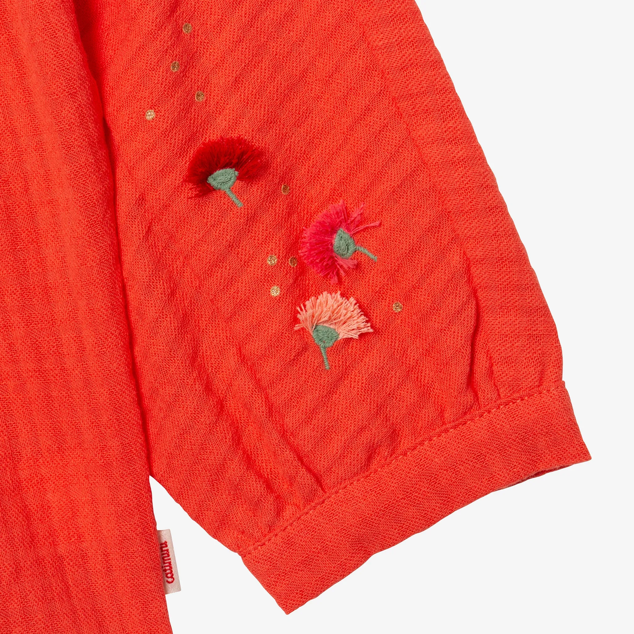 Baby girl orange woven embroidered shirt