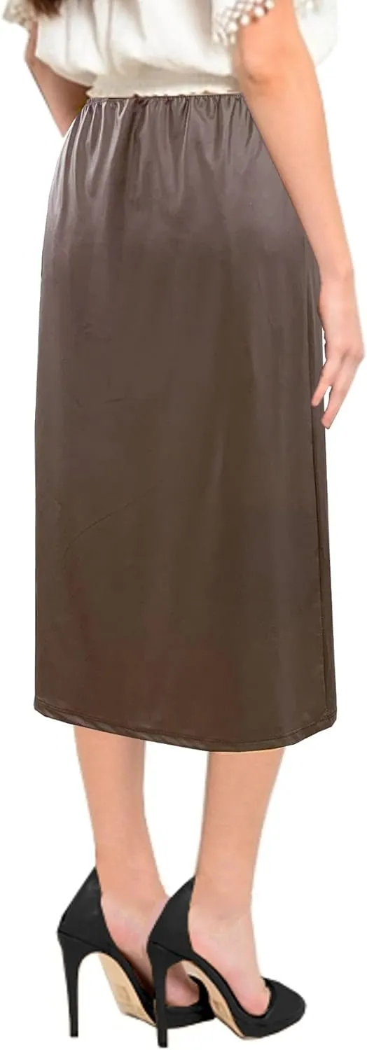 Baby'O Women's Basic Modest 26" Below The Knee Length Stretch Knit Straight Skirt