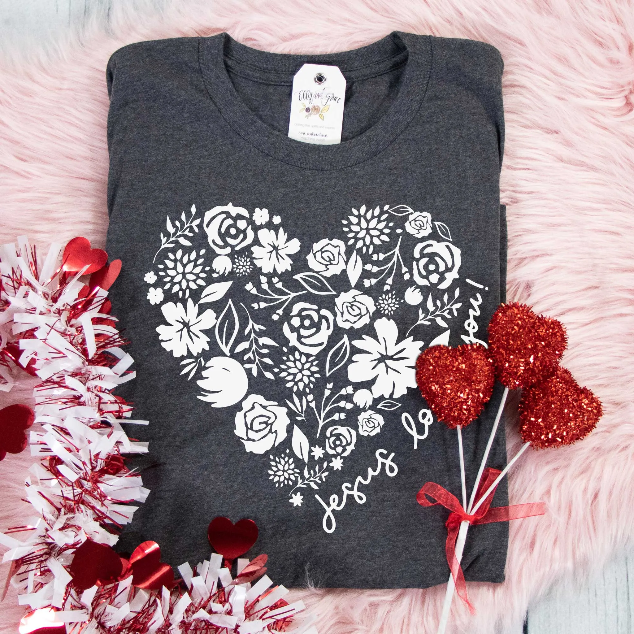 Floral Heart Jesus Loves You Unisex Shirt