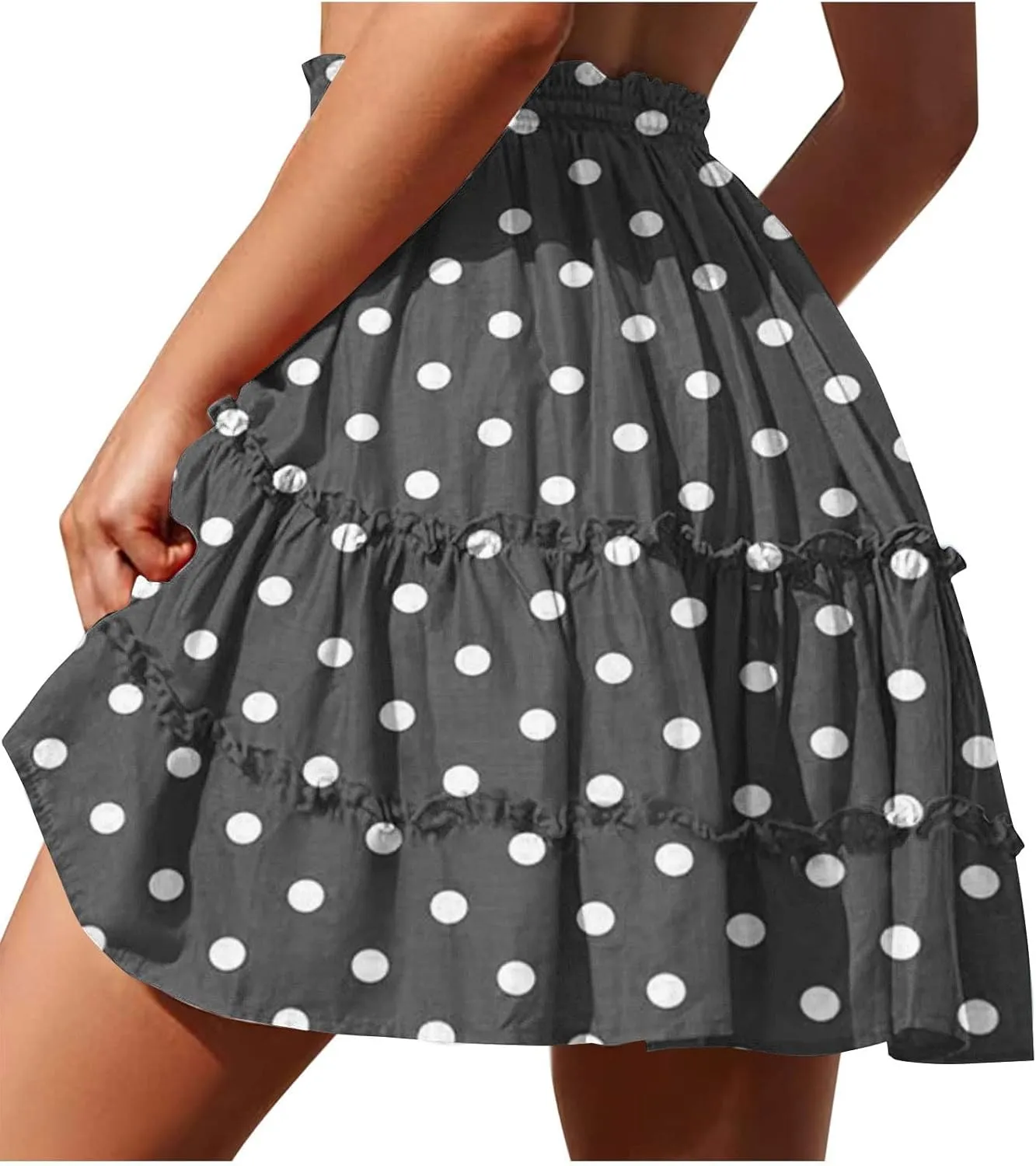 Flowy Printed Mini Skirts for Women Casual High Waisted Summer Boho Skirt Lightweight Adjustable Tie Knot Skorts
