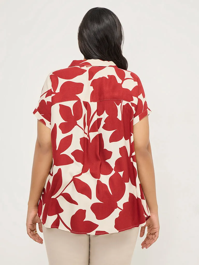 Gia Red Floral Printed Shirt