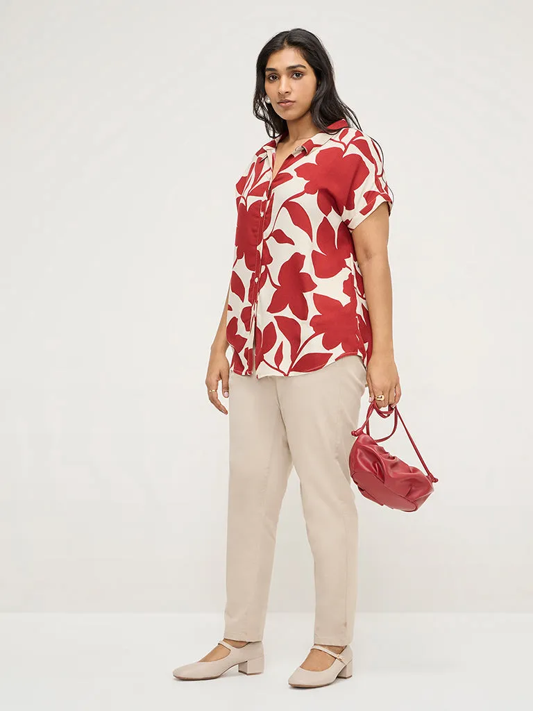 Gia Red Floral Printed Shirt