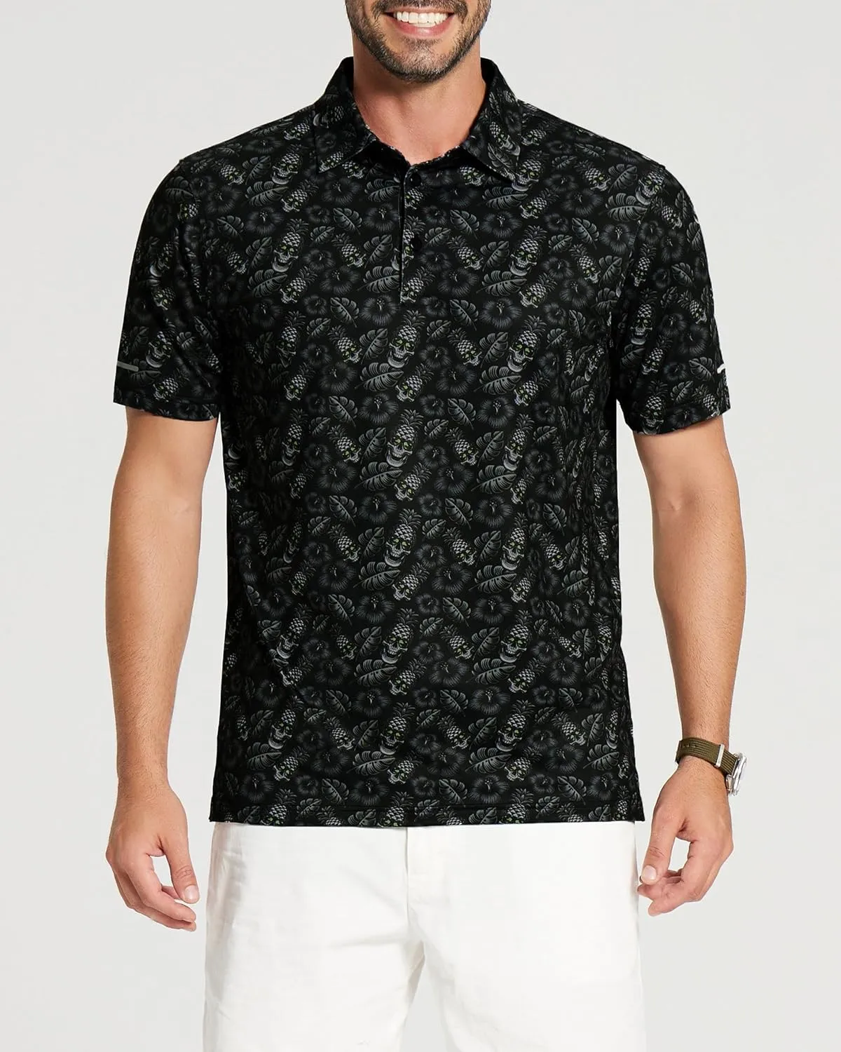 Golf Shirts for Men - Moisture Wicking Short Sleeve Performance Sport Casual Striped Collared Mens Polo Shirt