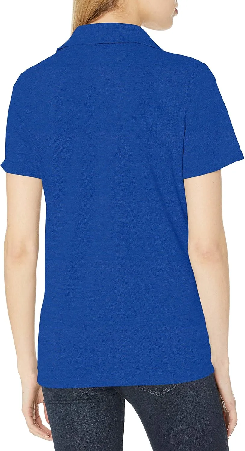 Hanes Short Sleeve Pique Shirt, Four-Button Midweight Polo for Women
