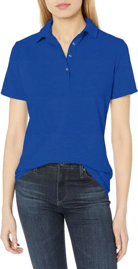 Hanes Short Sleeve Pique Shirt, Four-Button Midweight Polo for Women