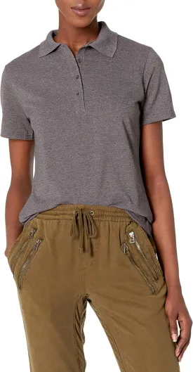 Hanes Short Sleeve Pique Shirt, Four-Button Midweight Polo for Women