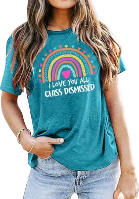Happy Last Day of School Shirts Women Hello Summer Teacher Life Tops School Graduation Tee Appreciation Gift Blouse