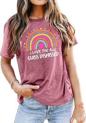 Happy Last Day of School Shirts Women Hello Summer Teacher Life Tops School Graduation Tee Appreciation Gift Blouse