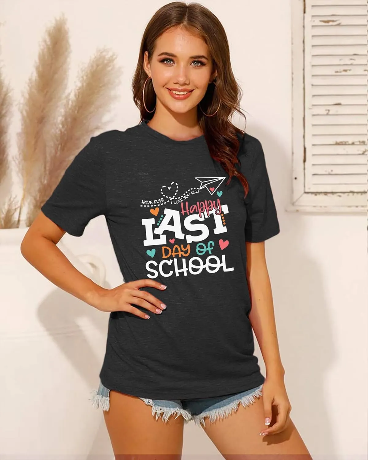 Happy Last Day of School Shirts Women Hello Summer Teacher Life Tops School Graduation Tee Appreciation Gift Blouse