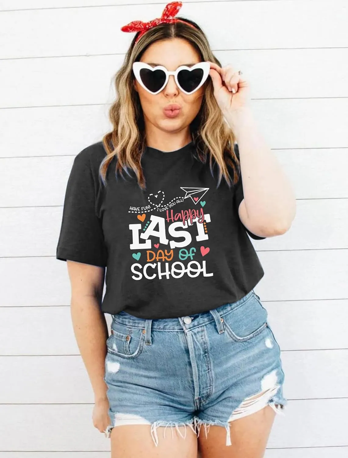 Happy Last Day of School Shirts Women Hello Summer Teacher Life Tops School Graduation Tee Appreciation Gift Blouse