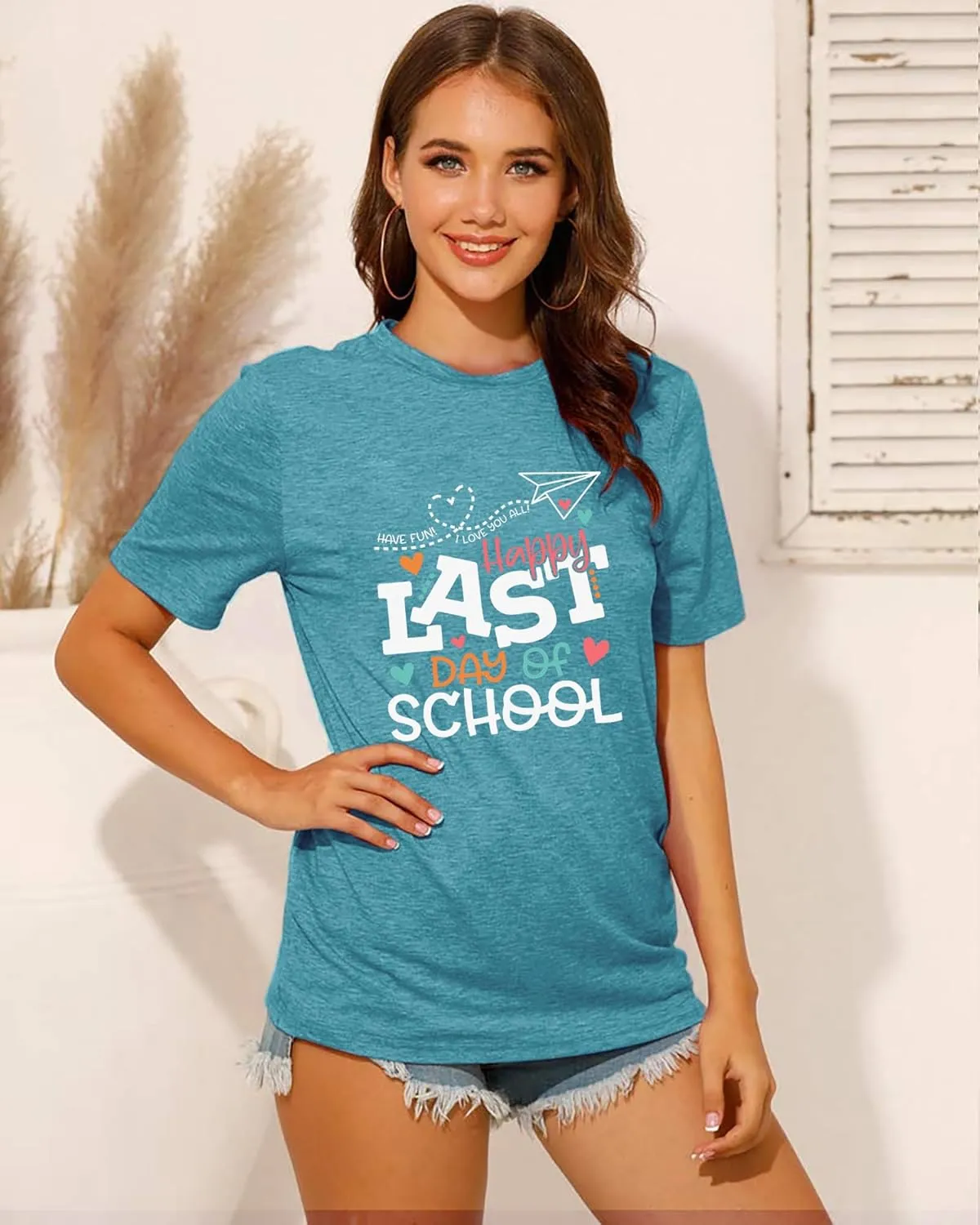 Happy Last Day of School Shirts Women Hello Summer Teacher Life Tops School Graduation Tee Appreciation Gift Blouse