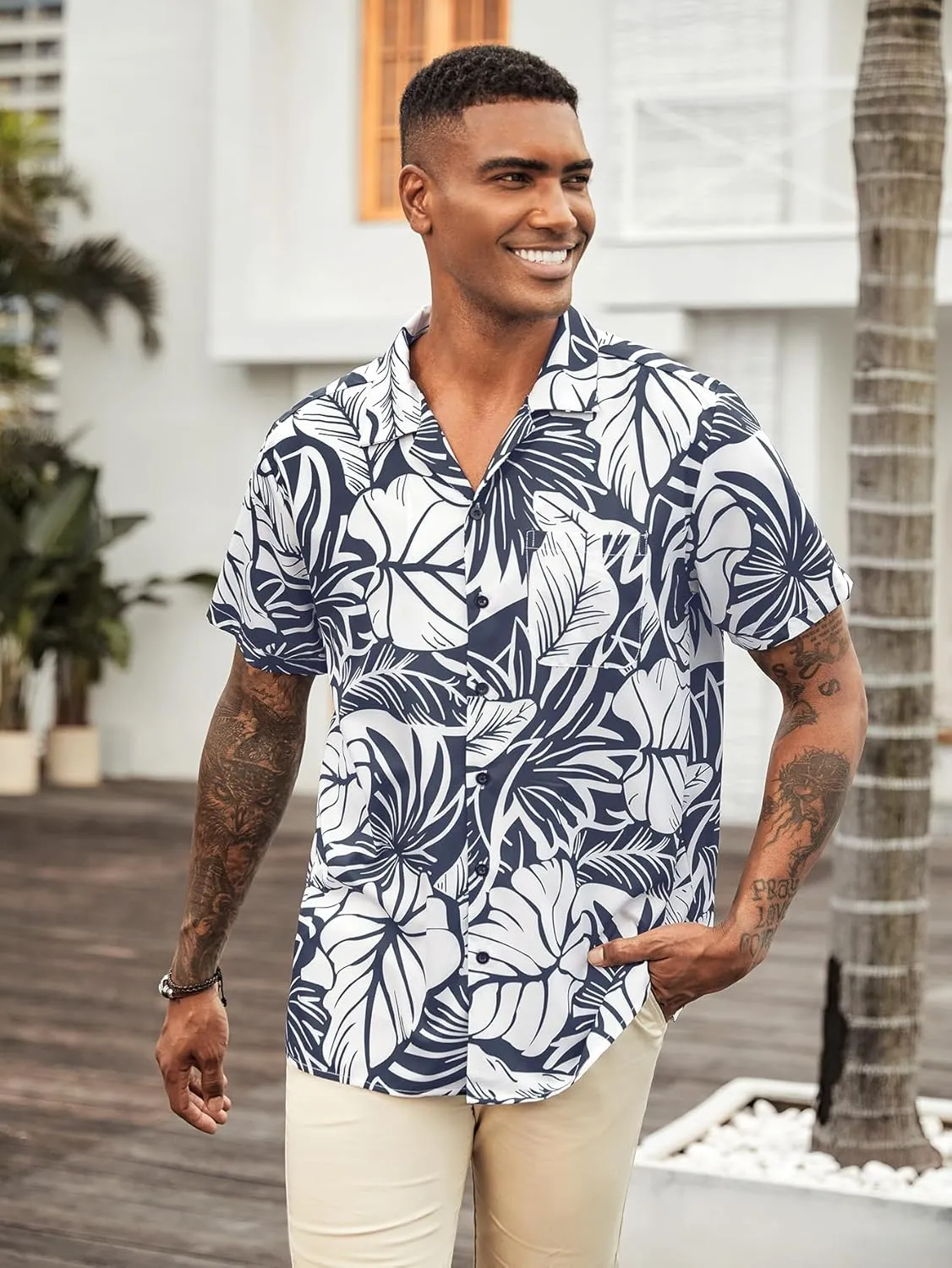 Hardaddy Men's Striped Polo Shirt Short Sleeve Casual Color Block Graphic Tee Collared Golf Shirts for Men