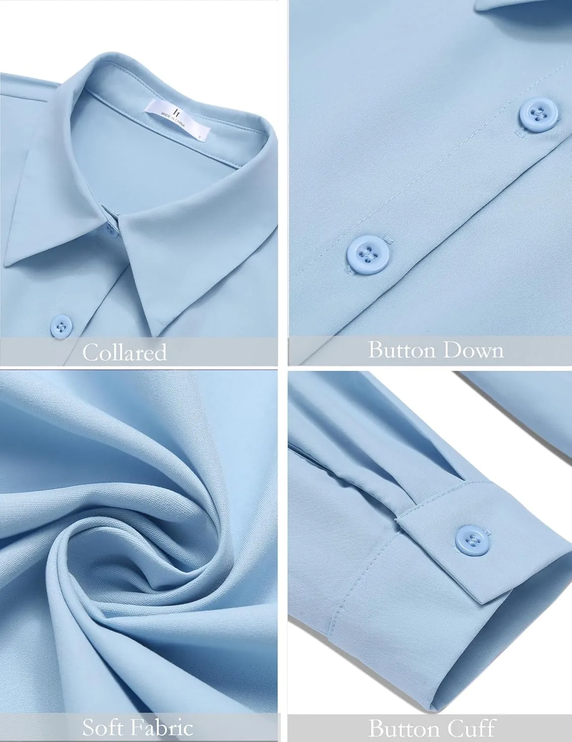 HOTOUCH Womens Button Down Shirts Long Sleeve Dress Shirt Slim Fit Collared Tops Casual Work Office Blouse S-XXL