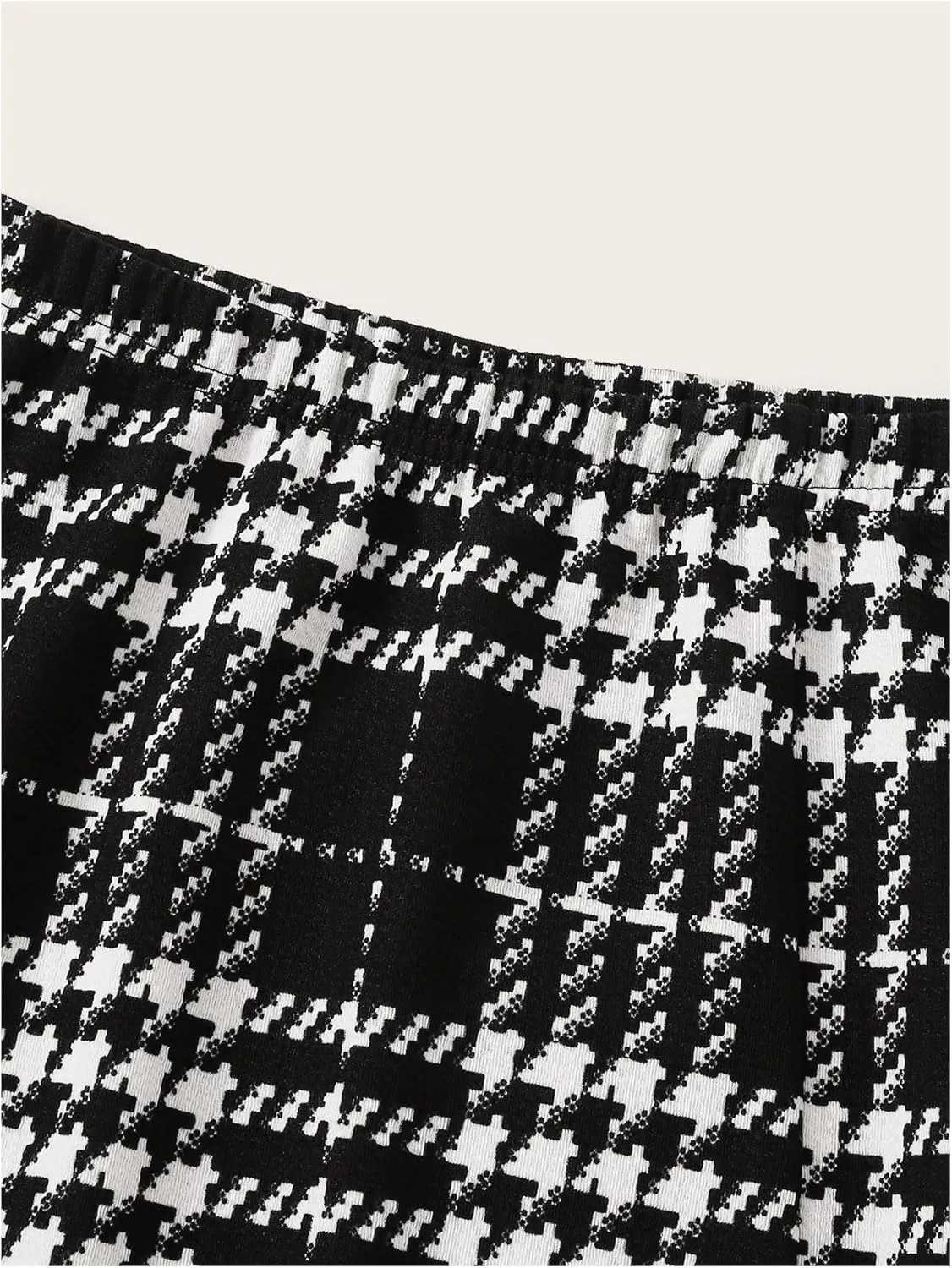 MakeMeChic Women's Houndstooth Elastic Waist Split Hem Skirt Bodycon Slim Fitted Elegant Mini Skirts