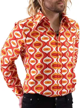Mens 70s Disco Hip Hop Shirts Casual Button Down Paisley Floral Vintage Long Sleeve Large Collar Shirt