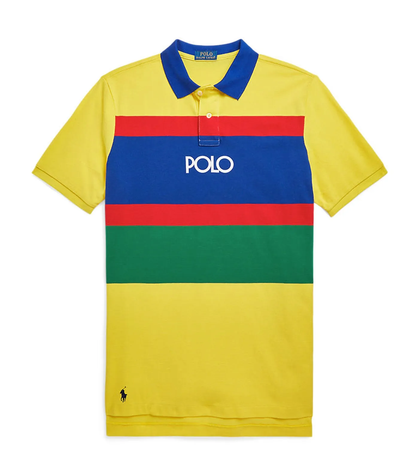 Men's Classic Fit Logo Striped Mesh Polo Shirt Lemon Crush Multi