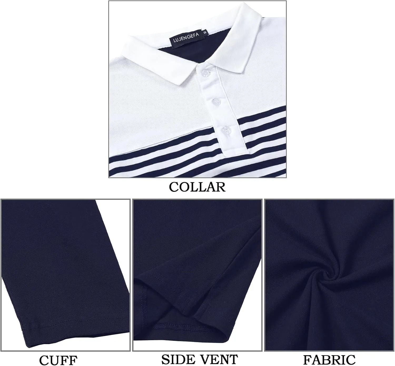 Mens Polo Shirts Long/Short Sleeve Striped Casual Slim Fit Golf Polo Contrast Color Summer Cotton T-Shirts