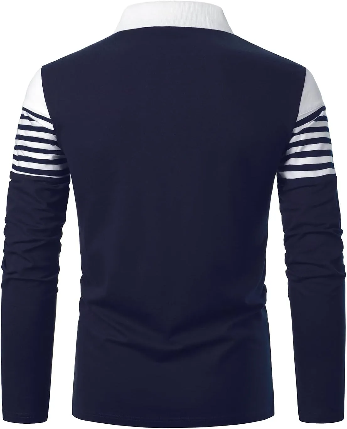 Mens Polo Shirts Long/Short Sleeve Striped Casual Slim Fit Golf Polo Contrast Color Summer Cotton T-Shirts