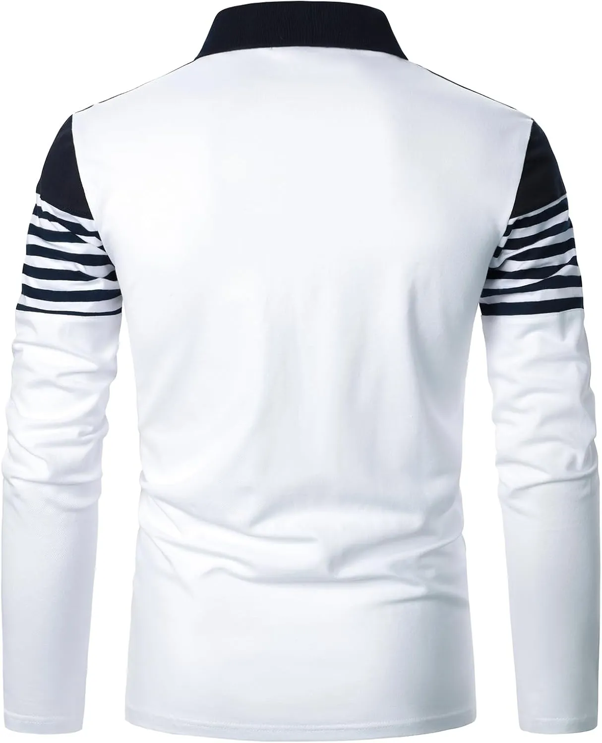 Mens Polo Shirts Long/Short Sleeve Striped Casual Slim Fit Golf Polo Contrast Color Summer Cotton T-Shirts
