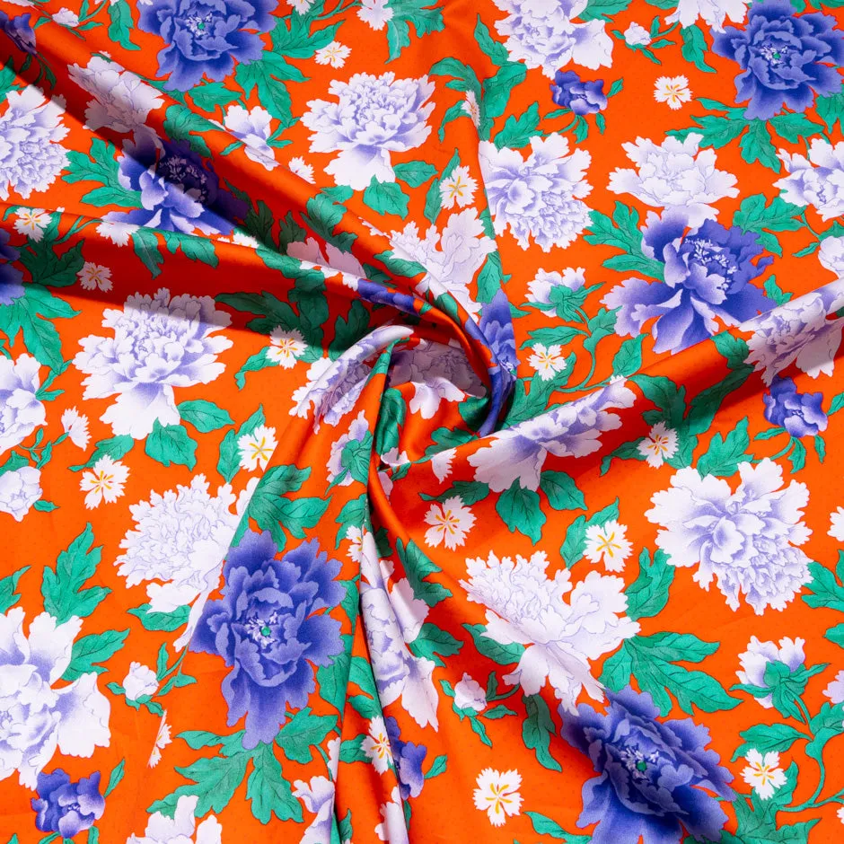 Purple Floral Printed Rich Red Luxury Cotton