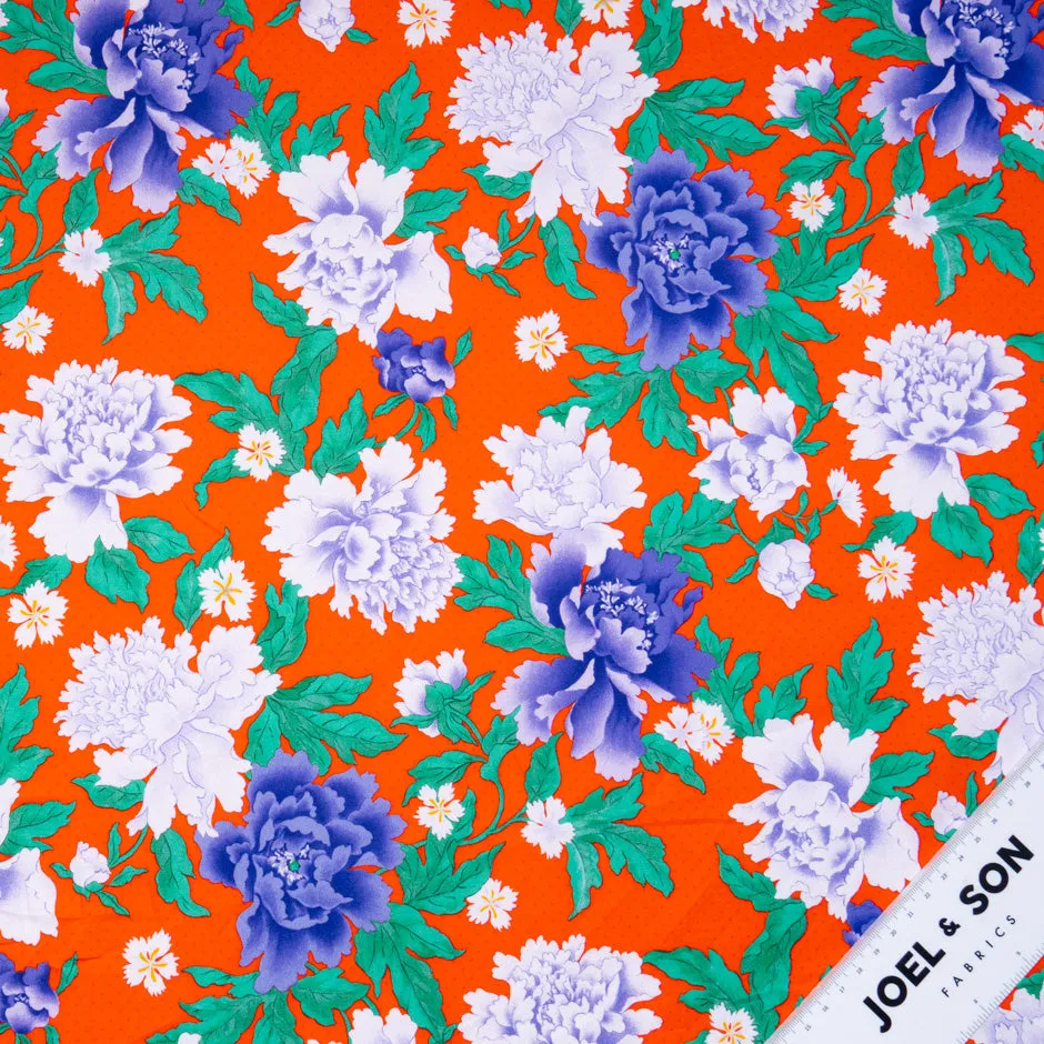 Purple Floral Printed Rich Red Luxury Cotton