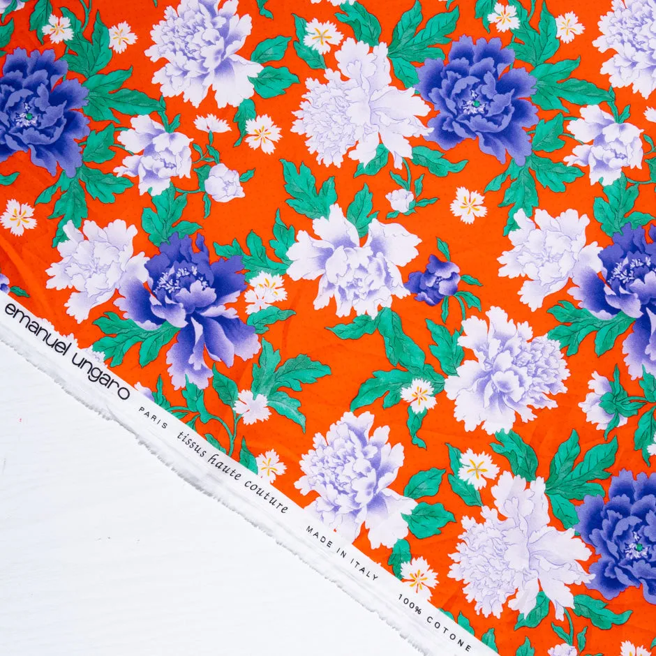 Purple Floral Printed Rich Red Luxury Cotton