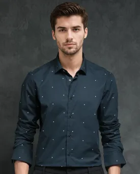 Rare Rabbit Plutoo Primary Black Cotton Fabric Polka Print Full Sleeves Shirt