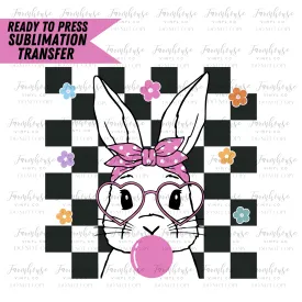 Retro Hipster Bunny Ready To Press Sublimation Transfer