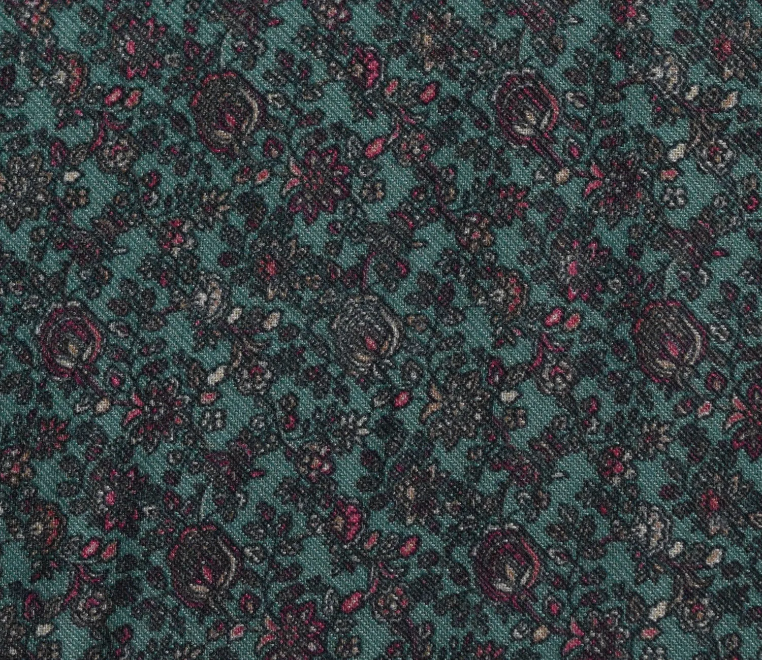 Small Floral Pattern Digital Printed Pure Pashmina Fabric Available in Purple , Teal , Green and Pink