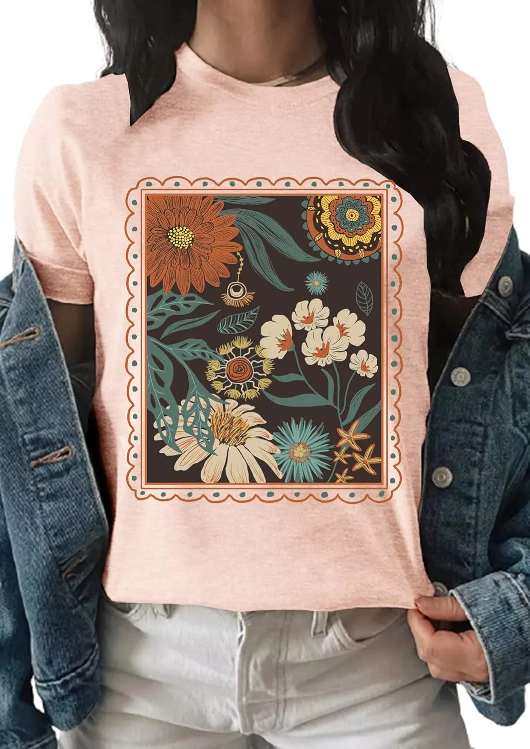 Stay Groovy Shirt for Womens Floral Graphic Retro Shirts Hippie 70s Tee Summer Tee Tops