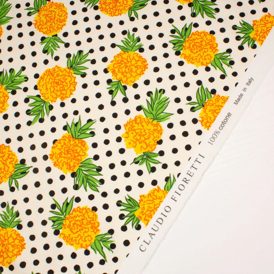 Yellow Floral & Polka Dot Printed Luxury Cotton