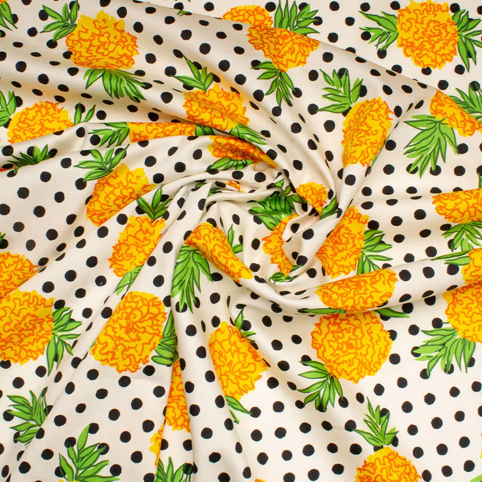 Yellow Floral & Polka Dot Printed Luxury Cotton