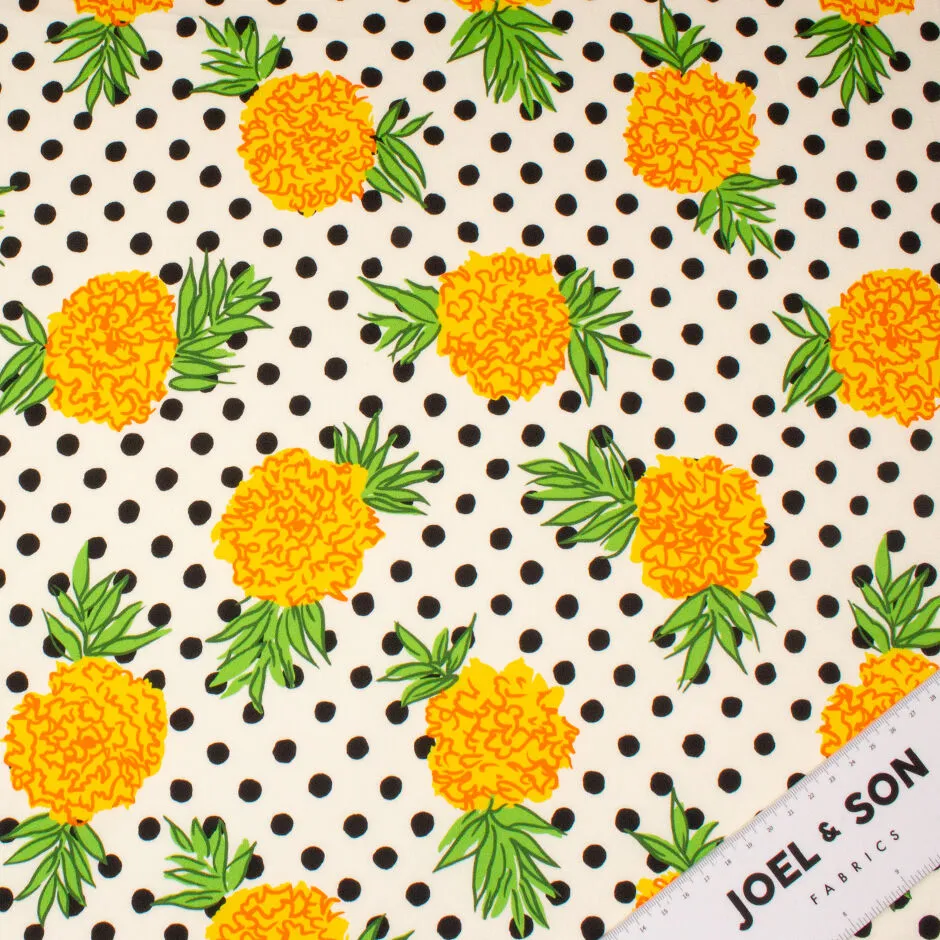 Yellow Floral & Polka Dot Printed Luxury Cotton