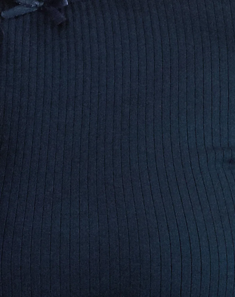 Zana Ribbed Top in Navy